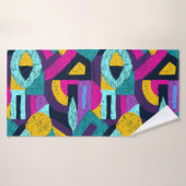 Retro doodles: geometrische pop kunst. badhanddoek (Badhanddoek)