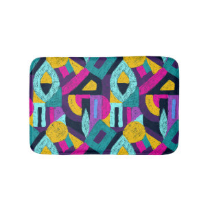 Retro doodles: geometrische pop kunst. badmat