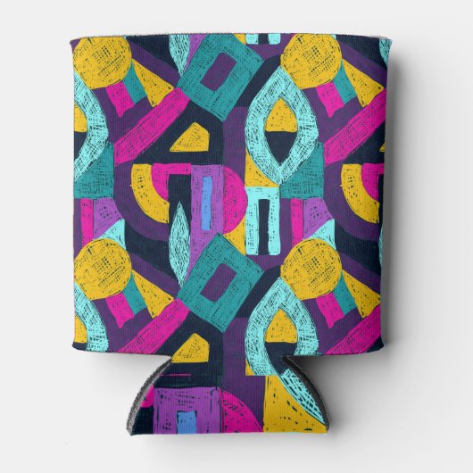 Retro doodles: geometrische pop kunst. blikjeskoeler (Voorkant)