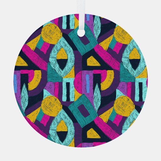 Retro doodles: geometrische pop kunst. glas ornament (Achterkant)