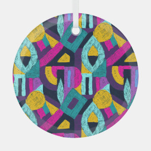 Retro doodles: geometrische pop kunst. glas ornament