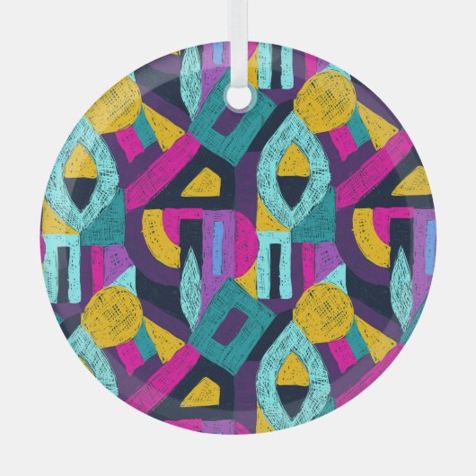 Retro doodles: geometrische pop kunst. glas ornament (Voorkant)