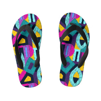 Retro doodles: geometrische pop kunst. kinder teenslippers