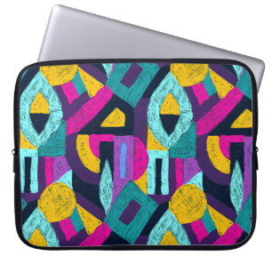 Retro doodles: geometrische pop kunst. laptop sleeve