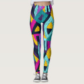Retro doodles: geometrische pop kunst. leggings (Voorkant)