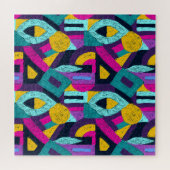 Retro doodles: geometrische pop kunst. legpuzzel (Horizontaal)