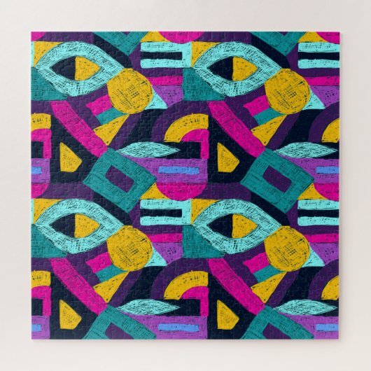 Retro doodles: geometrische pop kunst. legpuzzel (Horizontaal)