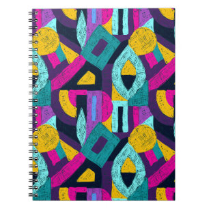 Retro doodles: geometrische pop kunst. notitieboek