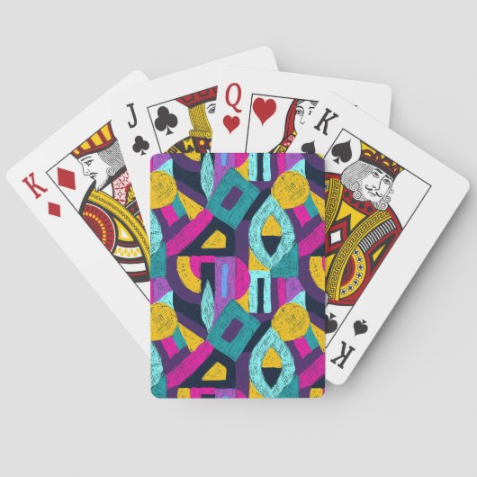Retro doodles: geometrische pop kunst. pokerkaarten (Achterkant)
