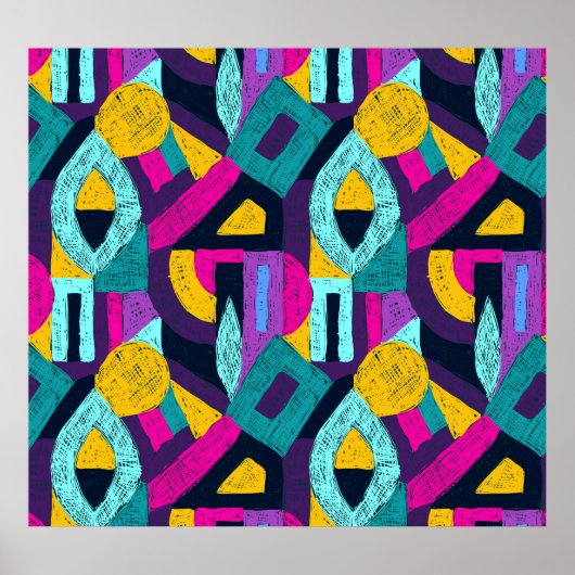 Retro doodles: geometrische pop kunst. poster (Voorkant)