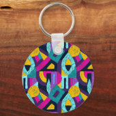 Retro doodles: geometrische pop kunst. sleutelhanger (Voorkant)
