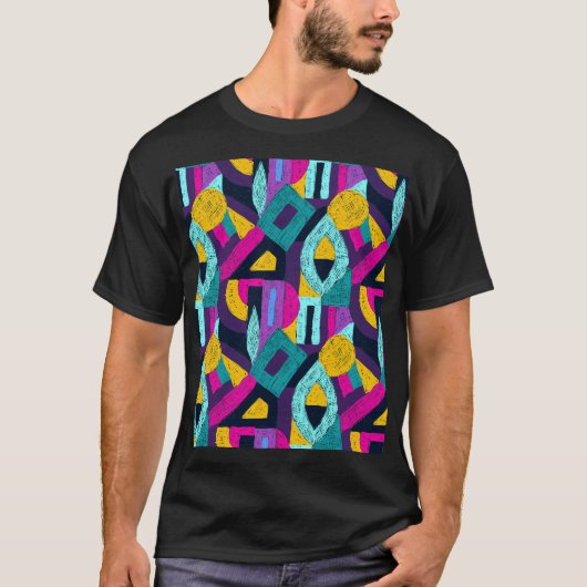 Retro doodles: geometrische pop kunst. t-shirt (Voorkant)