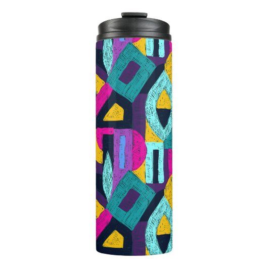 Retro doodles: geometrische pop kunst. thermosbeker (Voorkant)