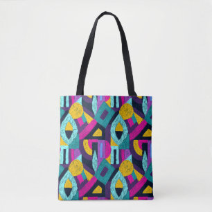 Retro doodles: geometrische pop kunst. tote bag