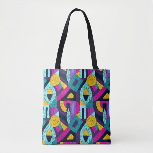 Retro doodles: geometrische pop kunst. tote bag (Voorkant)