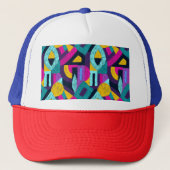 Retro doodles: geometrische pop kunst. trucker pet (Voorkant)