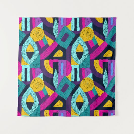 Retro doodles: geometrische pop kunst. wandkleed (Voorkant)
