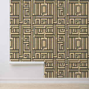 Retro doolhof: Art Deco geometrisch patroon Behang