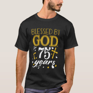 Retro door God Gezegend Voor 75 Jaar Gelukkig 75e T-shirt