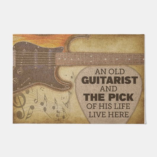 Retro Doormat, gitarist Mat, cadeau voor gitarist Deurmat (Voorkant)