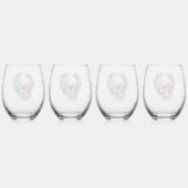 Retro doornige Roos hart schedel Wijnglas Zonder Voet (Achterkant)