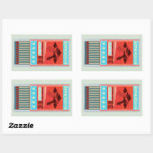 Retro doos van lucifers pop art rechthoekige sticker (Vel)