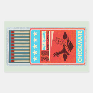 Retro doos van lucifers pop art rechthoekige sticker