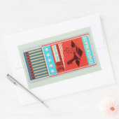 Retro doos van lucifers pop art rechthoekige sticker (Envelop)