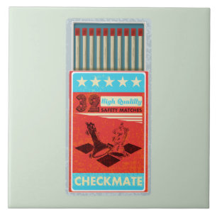 Retro doos van lucifers pop art tegeltje