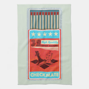 Retro doos van lucifers pop art theedoek