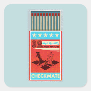 Retro doos van lucifers pop art vierkante sticker