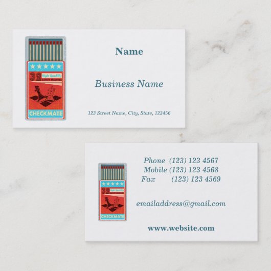 Retro doos van lucifers pop art visitekaartje (Voorkant / Achterkant)