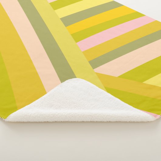 Retro Dopamine Decor Gestreepte Roze Groene Preppy Sherpa Deken (3/4)