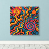 Retro Dopamine Vibes – Psychedelische Hersenkleure Canvas Afdruk (Insitu (Houten vloer))