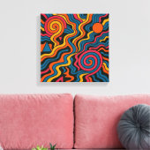 Retro Dopamine Vibes – Psychedelische Hersenkleure Canvas Afdruk (Insitu (Woonkamer))