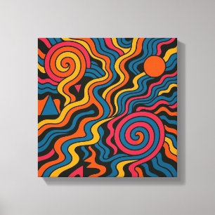 Retro Dopamine Vibes – Psychedelische Hersenkleure Canvas Afdruk