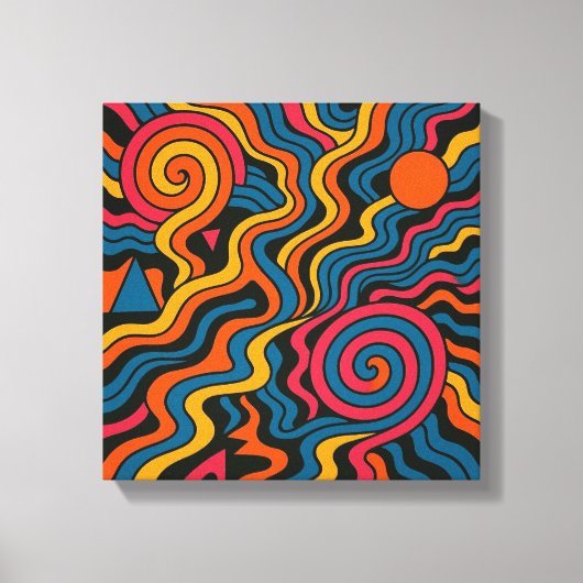 Retro Dopamine Vibes – Psychedelische Hersenkleure Canvas Afdruk (Voorkant)