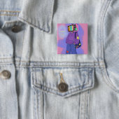 Retro dopamine vierkante button 5,1 cm (In situ)