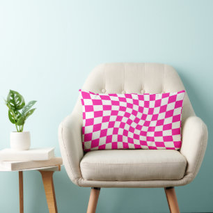 Retro Dorm Hot Pink gekarkeerde cheques Kussen