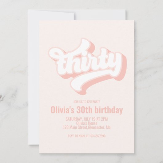 Retro Dortieth Birthday roze Kaart (Voorkant)