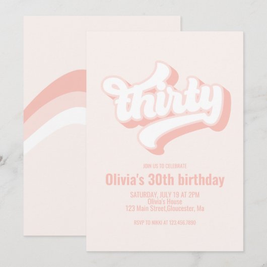Retro Dortieth Birthday roze Kaart (Voorkant / Achterkant)