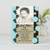 Retro Dot Foto Verjaardag Kaart (Staand voorkant)