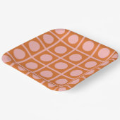 Retro Dot Grid Roze en Oranje Patroon Papieren Bordje (Gebogen)