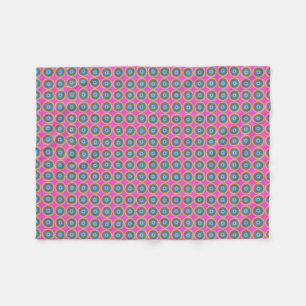 Retro Dot Pattern - Roze Geel Blauw Fleece Deken