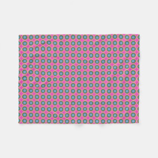 Retro Dot Pattern - Roze Geel Blauw Fleece Deken (Voorkant (Horizontaal))