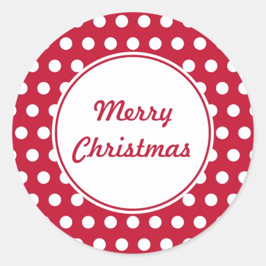 Retro Dot Red Merry Christmas Stickers (Voorkant)