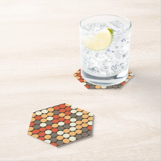 Retro dots pattern in orange tones kartonnen onderzetters (Insitu)