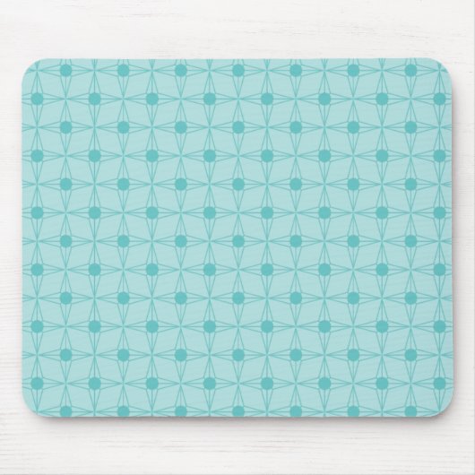 Retro Dotted Star Mousepad, Turquoise Muismat (Voorkant)