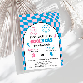 Retro Double Celebration Boy Girl Joint Birthday Kaart