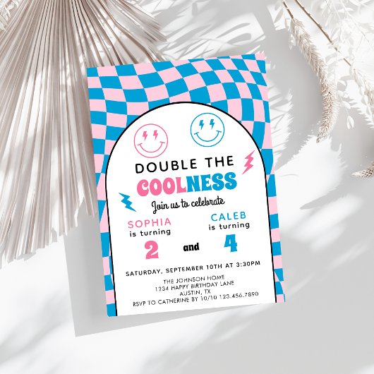 Retro Double Celebration Boy Girl Joint Birthday Kaart